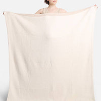 Luxury Soft Color Trim Throw Blanket / Ivory