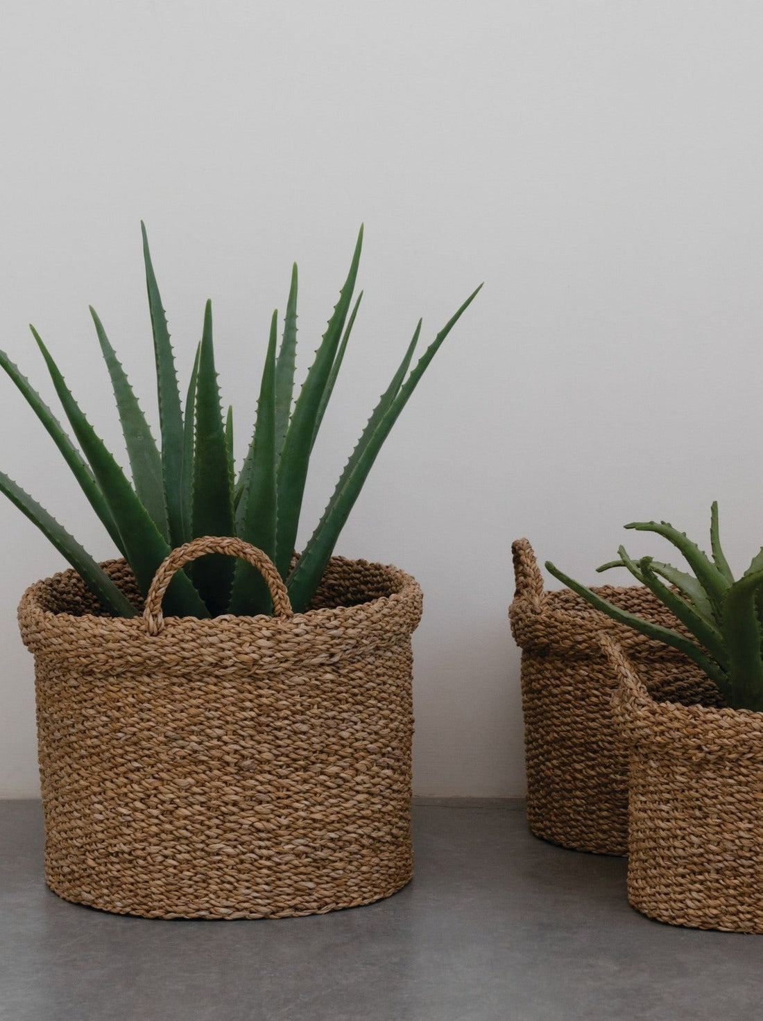 Hand-Woven Baskets with Handles