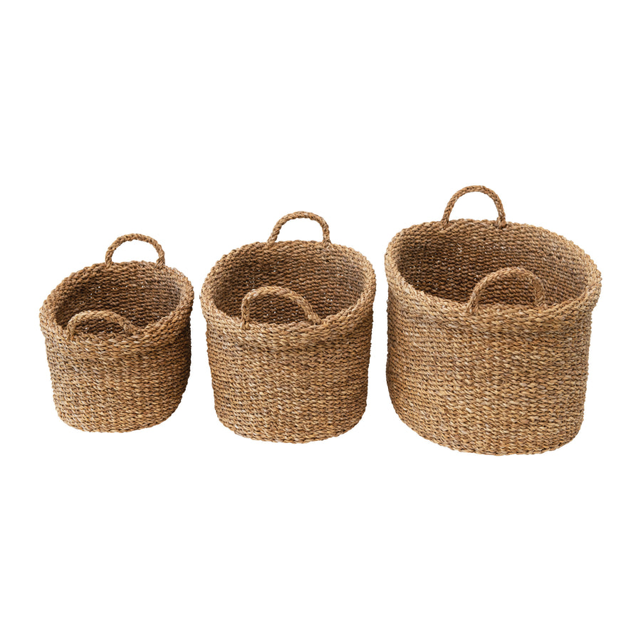 Hand-Woven Baskets with Handles
