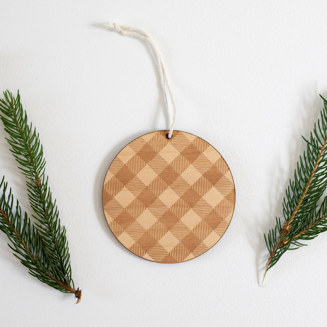 Wood Buffalo Check Christmas Ornament