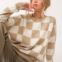 Gracelynn Soft Knit Checker Sweater