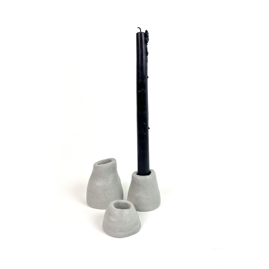 Concrete Taper Candle Holder (set of 3) / Classic Grey