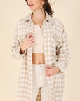 CANDY Beige Check Shacket