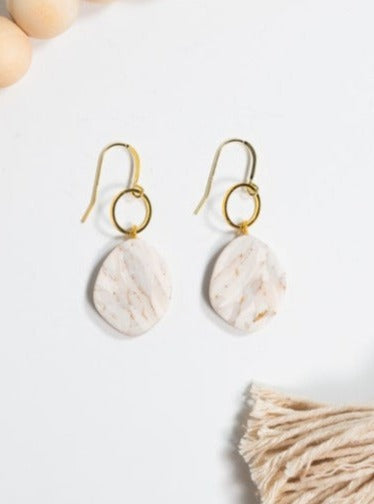 White Marble Earrings