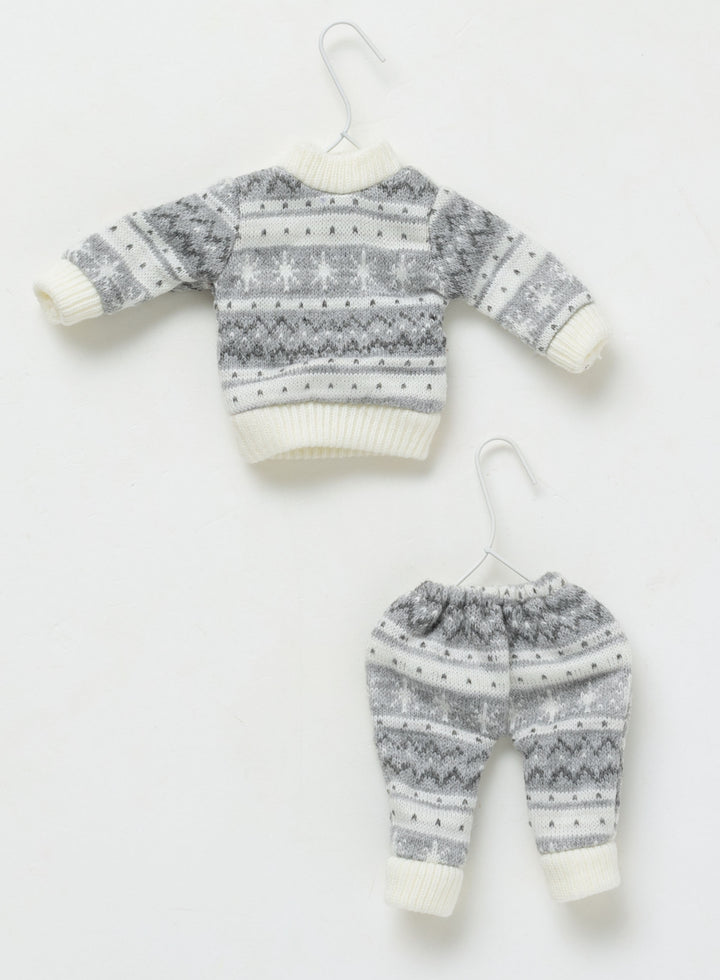 Nordic Gray Sweater &amp; Pants Christmas Ornament Set