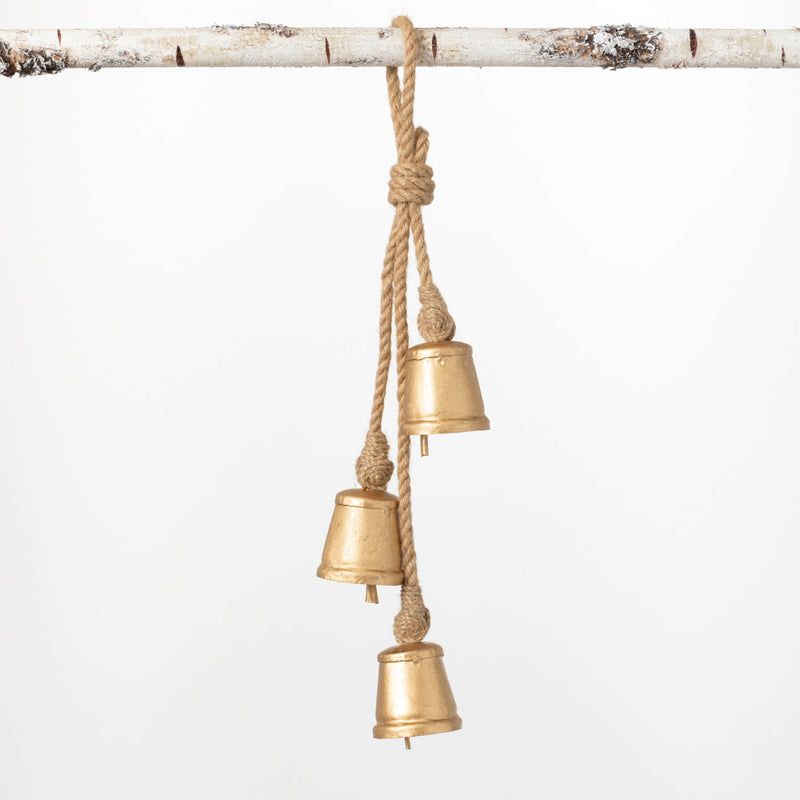 Gold Swag Bell Ornament Trio - Cloth + Cabin