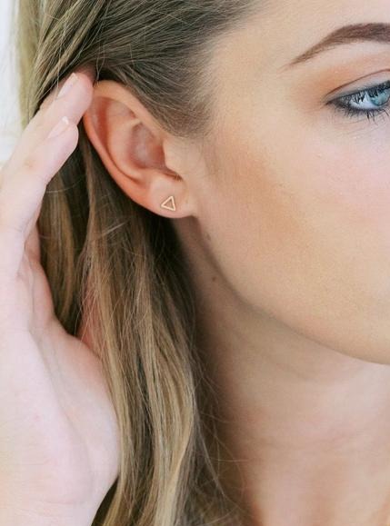 Outline Triangle Stud Earrings - Cloth + Cabin